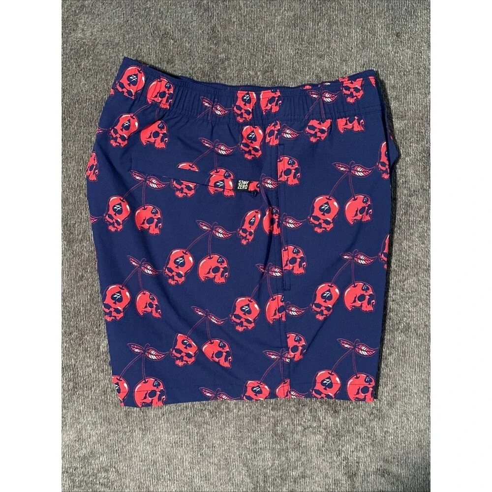 Zero Foxtrot Swim Trunks Mens XL Skull Cherries Stretch Waist Lined Shorts 2024